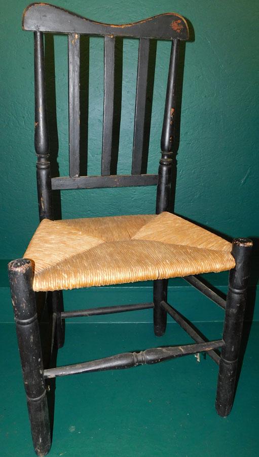 19th C Barrister Back Rush Seat Side Chair (1 of 2)