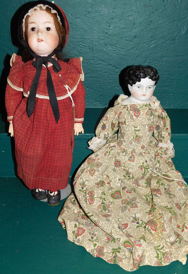 Antique China Head Doll & Bisque Head Doll (1 of 2)