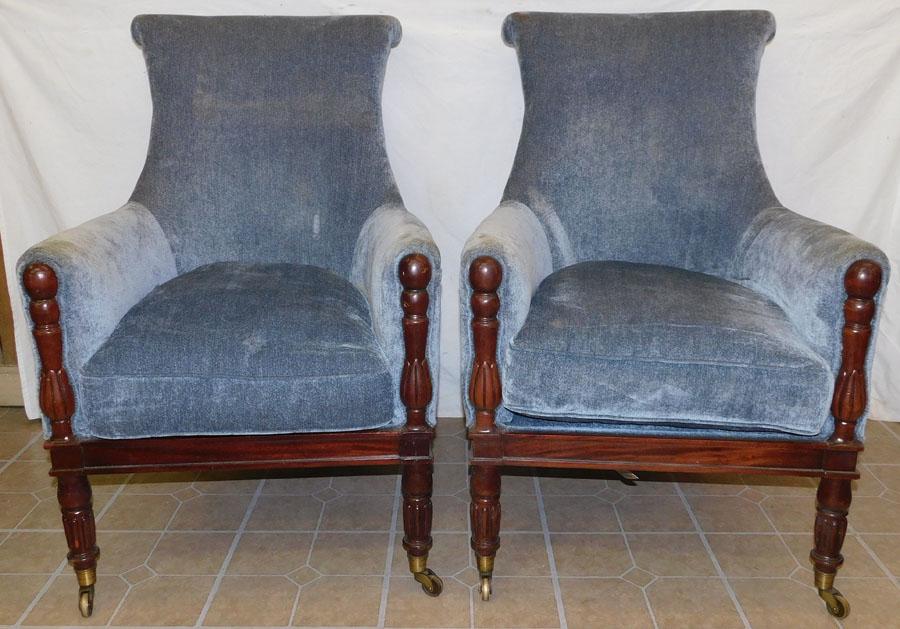 Pair Mahogany Upholstered Arm Chairs By Hickory Chair (1 of 4)