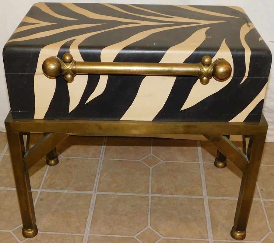 Paint Decorated Wood Box On Brass Stand (1 of 3)