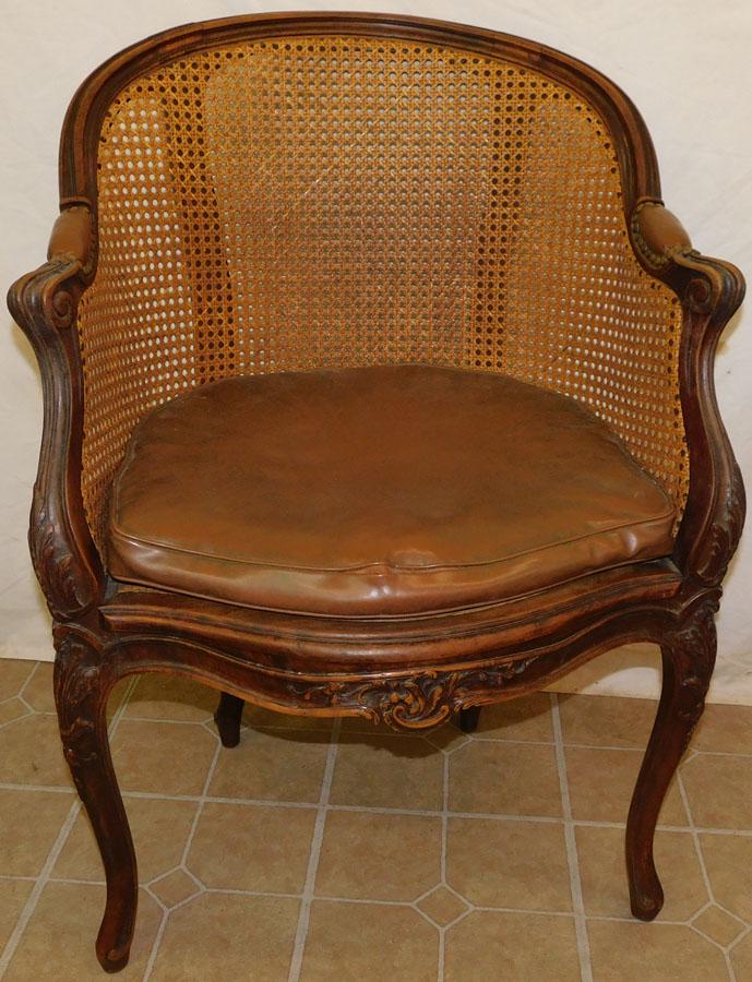 Carved Walnut Caned Back French Arm Chair (1 of 4)