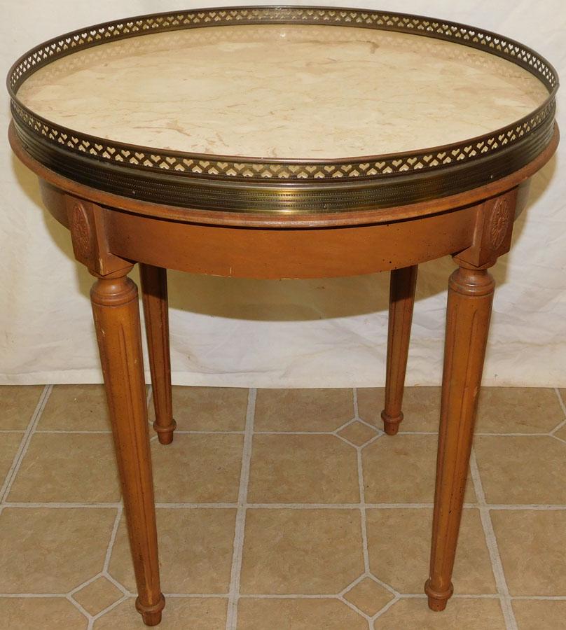 French Marble Top Table W/ Brass Gallery (1 of 2)