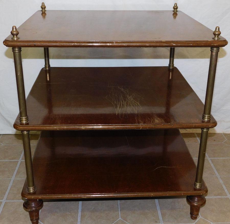 Three Tier Walnut & Brass Stand (1 of 3)