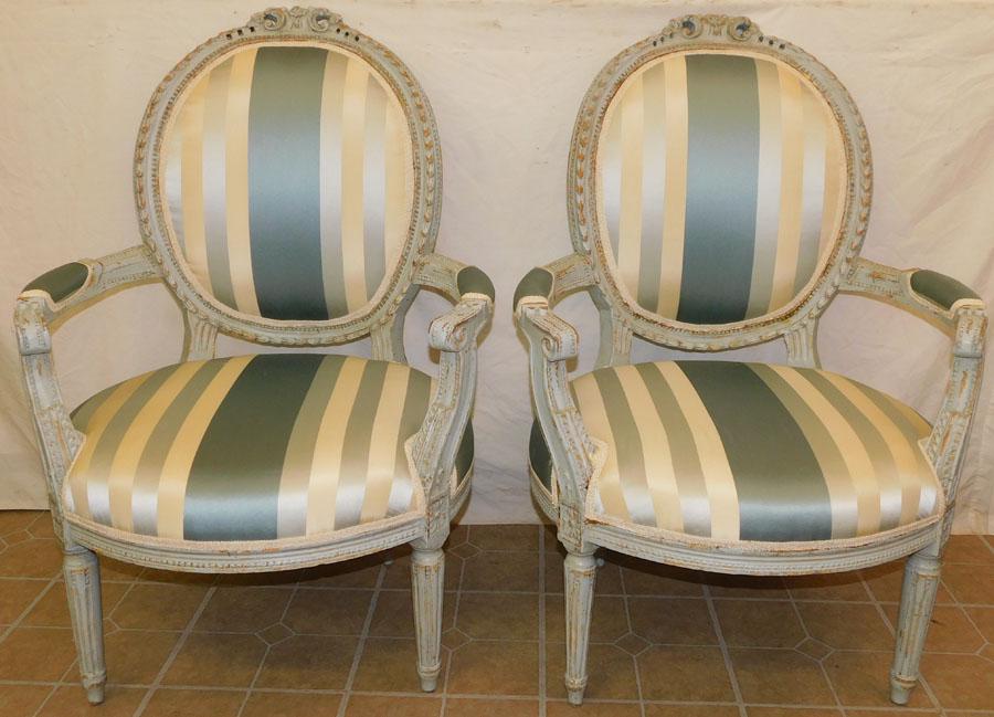 Pair French Painted Arm Chairs (1 of 4)