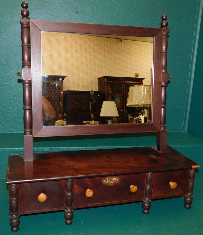 19th C Mahogany Shaving Mirror (1 of 4)