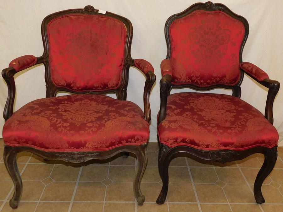 Two Carved Walnut French Arm Chairs (1 of 4)