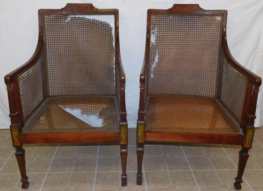 Pair Adams Paint Decorated Arm Chair Frames (1 of 7)
