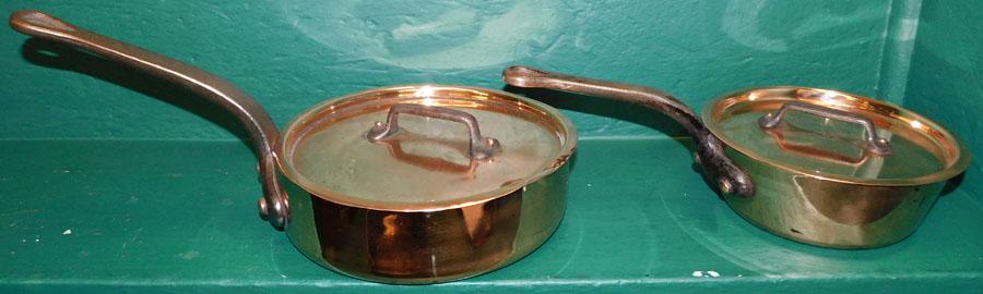 Two Antique French Copper Pots W/ Iron Handles (1 of 6)