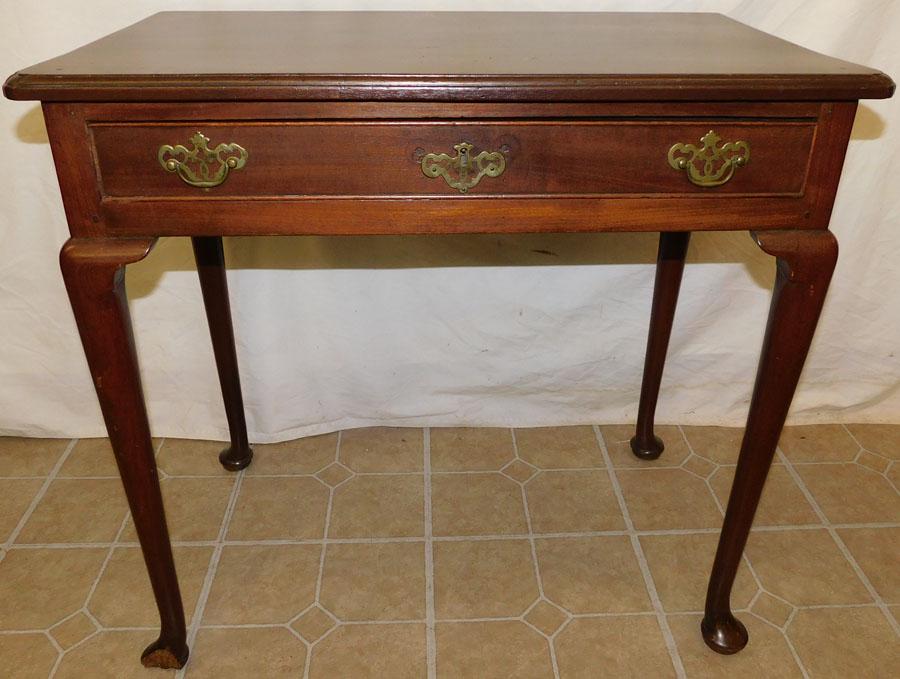 19th C Mahogany Queen Anne One Drawer Table (1 of 3)