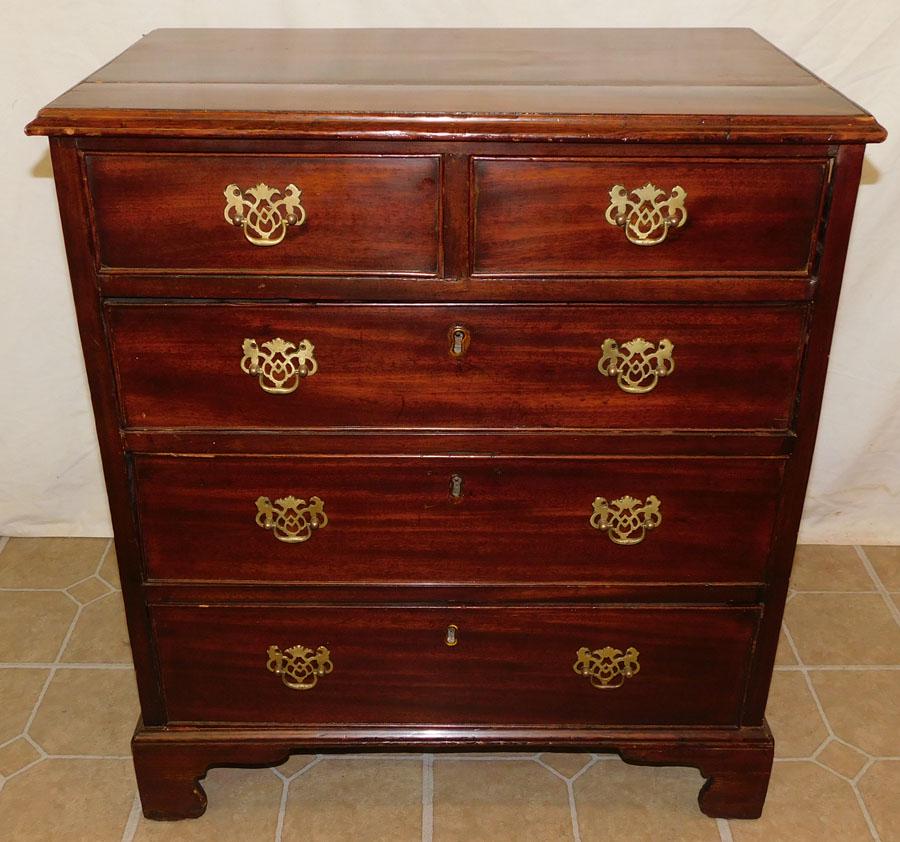 19th C Mahogany 2/3 Diminutive Chippendale Chest (1 of 4)
