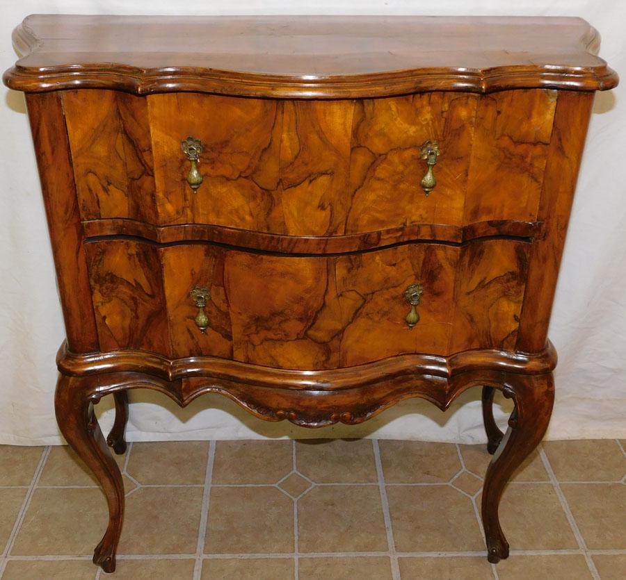 Burl Walnut Two Drawer French Commode (1 of 5)