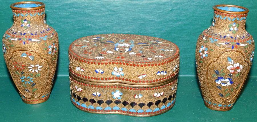 Cloisonne Box & Two Vases (1 of 5)
