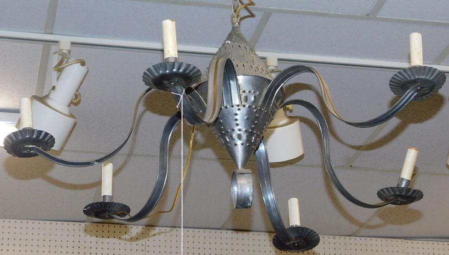 Tin Punch 6 Light Chandelier (1 of 3)