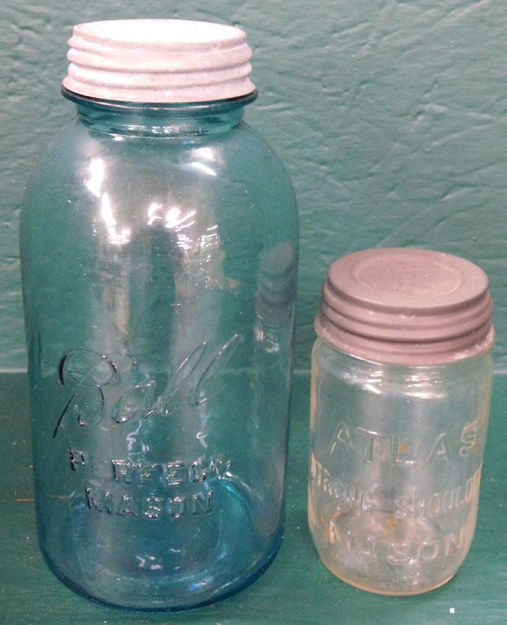 Two Mason Jars: Two Mason Jars . 9 1/2" H (Tallest)