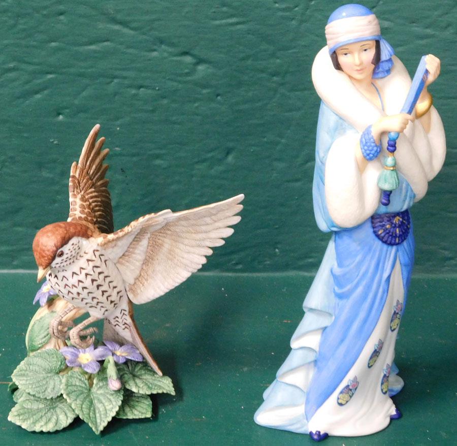 Lenox Figurine & Bird: Lenox Figurine & Bird. 8 3/4" H (Figurine)