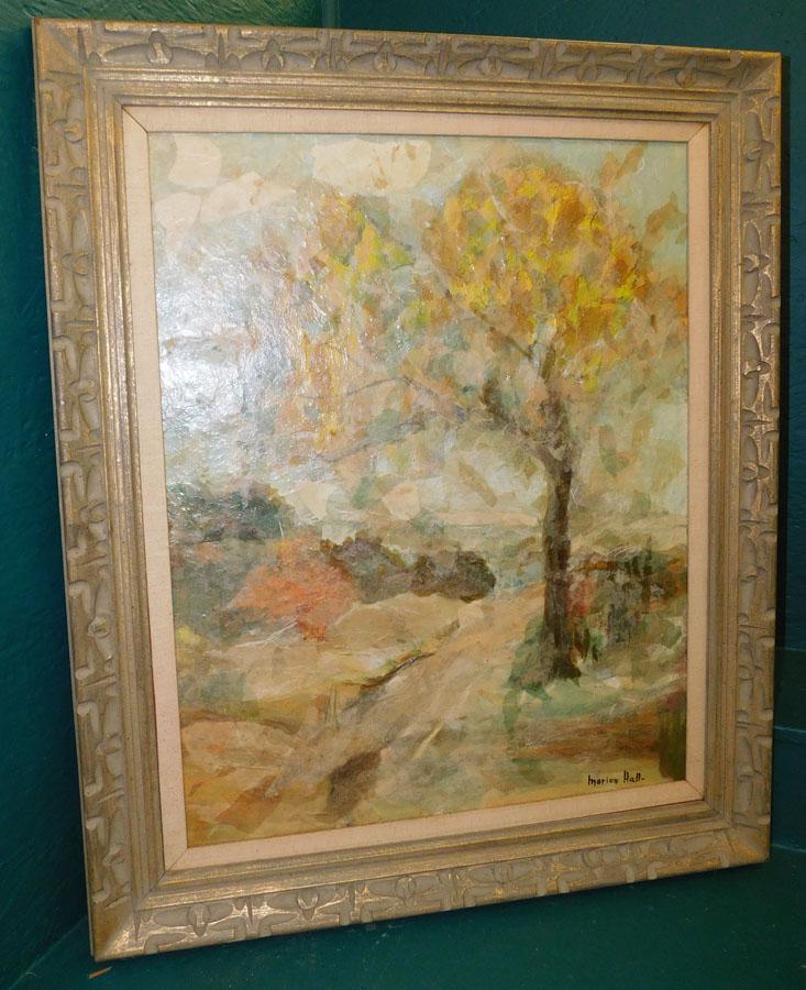 Marion Hall Framed Watercolor "Country Road Collage": Marion Hall Framed Watercolor "Country Road Collage" . 29 1/4" X 35 1/4"