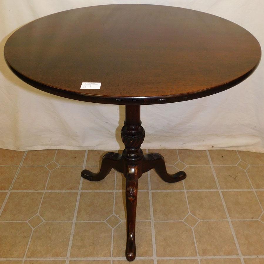 Mahogany Pedestal Tea Table: Mahogany Pedestal Tea Table. 27 1/2" Dia 28 1/4" H