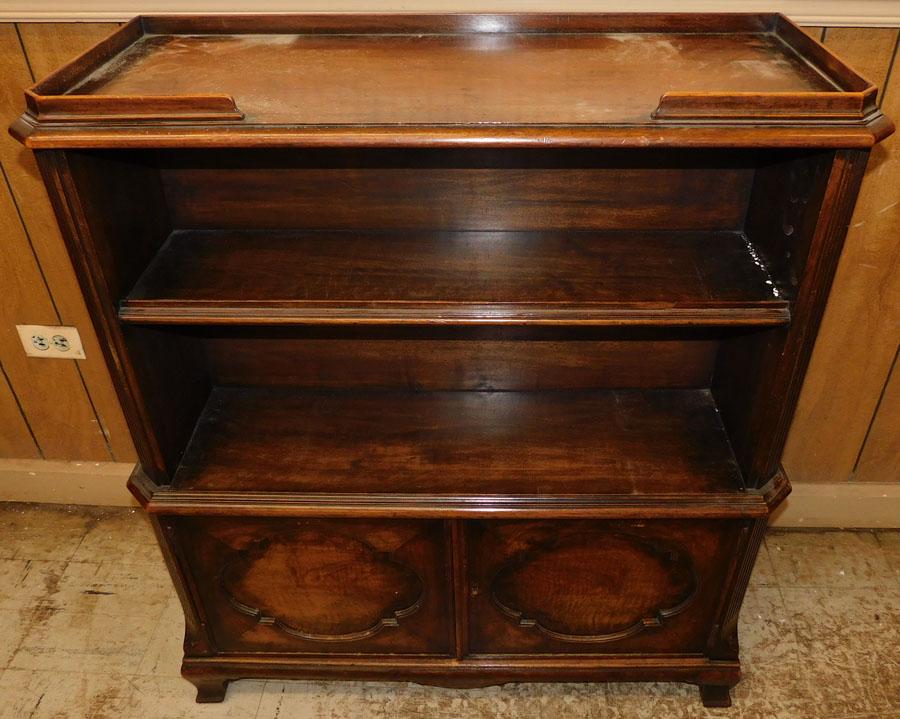 Walnut Bookcase: Walnut Bookcase. 35 1/4" W 14 1/2" D 39 1/2" H