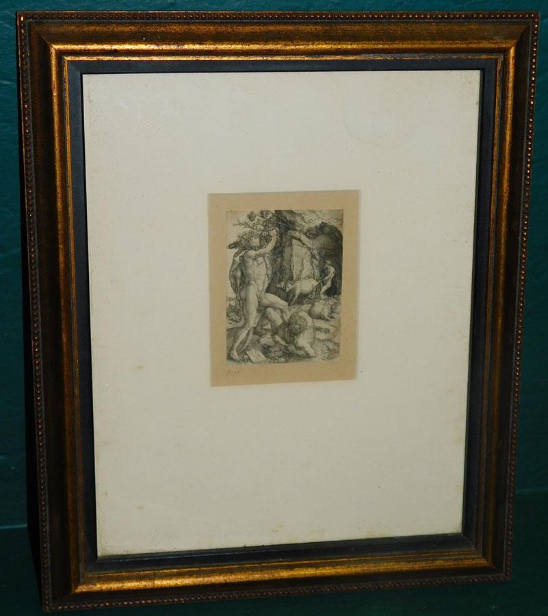 Heinrich Aldegrever Framed German Engraving: Heinrich Aldegrever Framed German Engraving . 11 1/2" X 14"