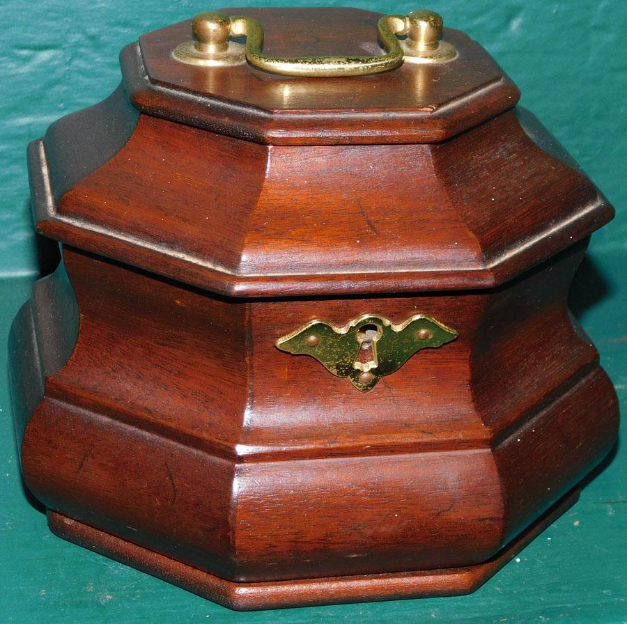 Mahogany Virginia Galleries Tea Caddy: Mahogany Virginia Galleries Tea Caddy. 5 1/2" W 5 1/2" D 5 1/2" H