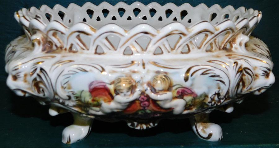 Capodimonte Footed Bowl: Capodimonte Footed Bowl. 11" Dia 5" H