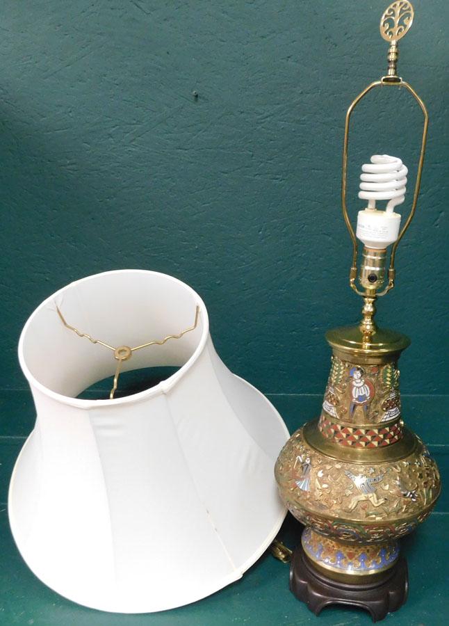 Champleve Vase Made Into Lamp: Champleve Vase Made Into Lamp. 33" H