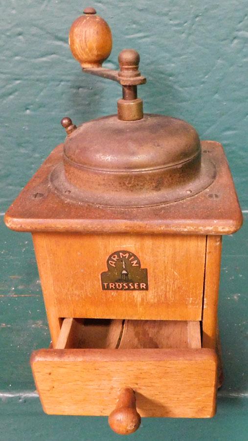 Antique Coffee Grinder: Antique Coffee Grinder. 4 3/4" W 5 1/2" D 7 3/4" H