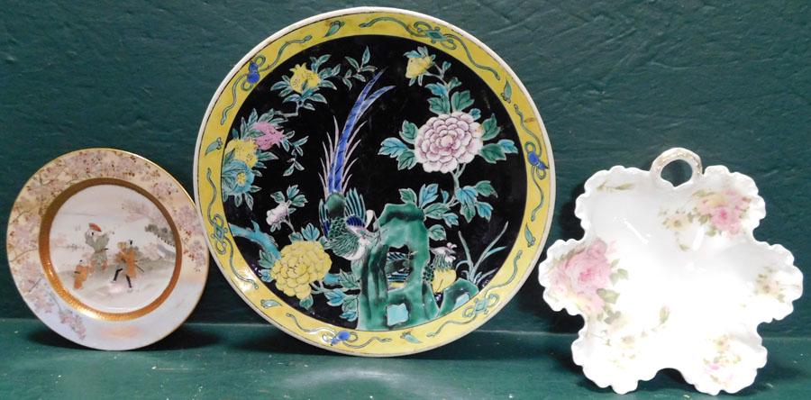 Oriental Charger, Satsuma Plate, Bavarian Bowl: Oriental Charger, Satsuma Plate, Bavarian Bowl. 12 1/4" Dia (Charger)