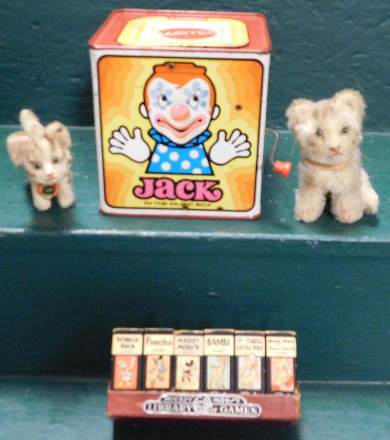 Lot Of Vintage Toys: Lot Of Vintage Toys . 5 1/2" W 5 1/2" D 5 1/2" H (Jack In The Box)