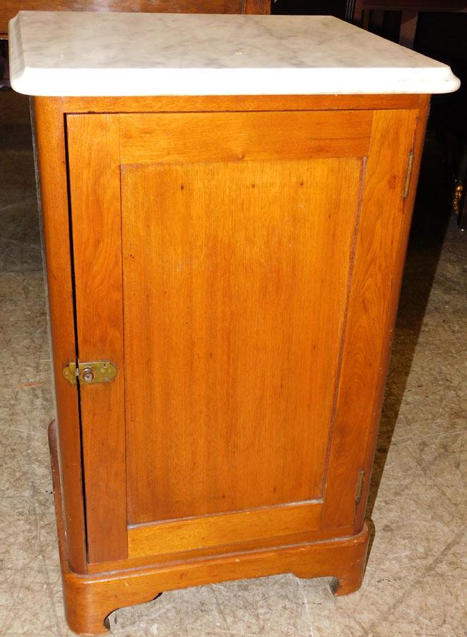 19th C Walnut Marble Top Commode: 19th C Walnut Marble Top Commode. 18" W 15" D 28 3/4" H