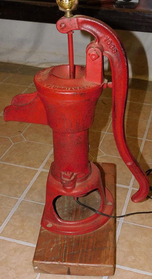 Cast Iron Water Pump Made Into Lamp: Cast Iron Water Pump Made Into Lamp . 24" H
