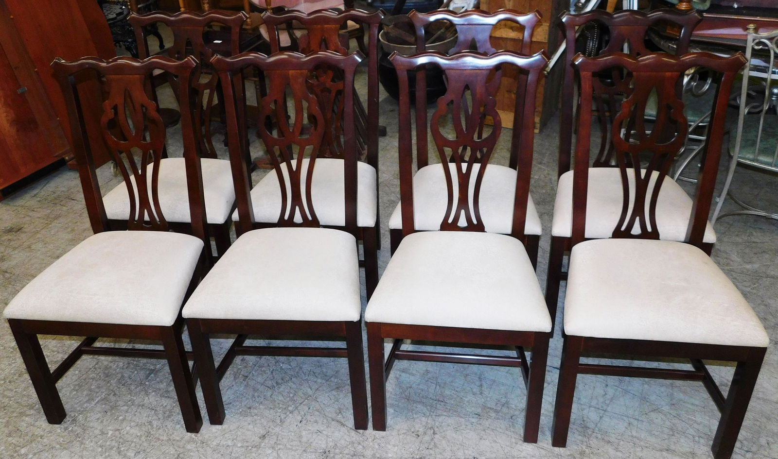 Set 8 Thomasville Cherry Chippendale Dining Chairs: Set 8 Thomasville Cherry Chippendale Dining Chairs. 40 1/4" H