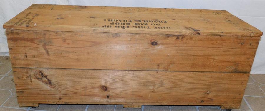 Vintage Shipping Crate Converted To Blanket Chest: Vintage Shipping Crate Converted To Blanket Chest. 46 1/2" W 16" D 19" H
