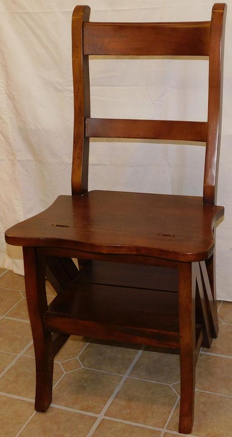 Mahogany Library Step Chair: Mahogany Library Step Chair. 34 3/4" H