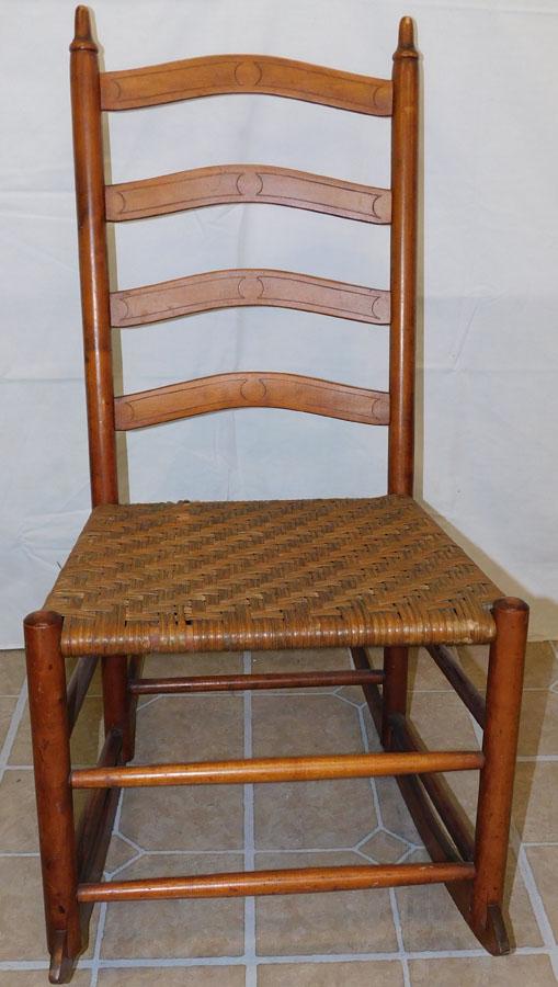 Shaker Style Ladder Back Rocker: Shaker Style Ladder Back Rocker. 35" H