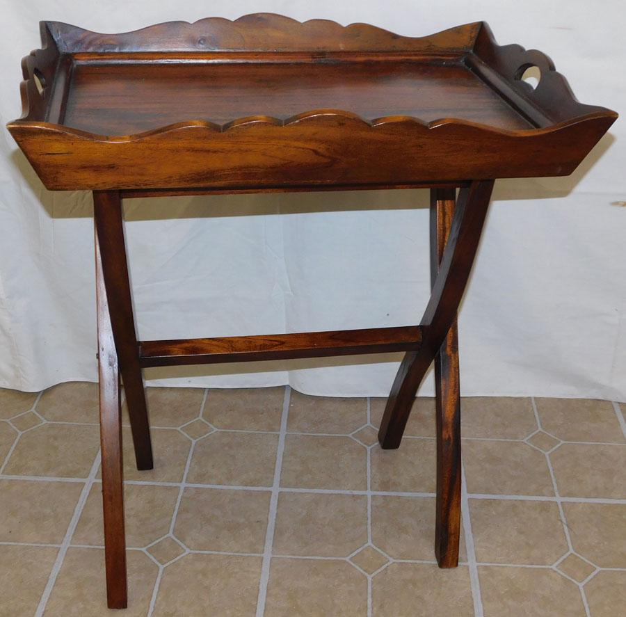 Mahogany Butlers Tray On Stand: Mahogany Butlers Tray On Stand. 25 1/2" W 18" D 29" H