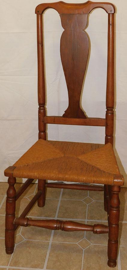 Antiq Cherry Rush Bottom Barrister Back Arm Chair: Antique Cherry Rush Bottom Barrister Back Arm Chair. 36" H