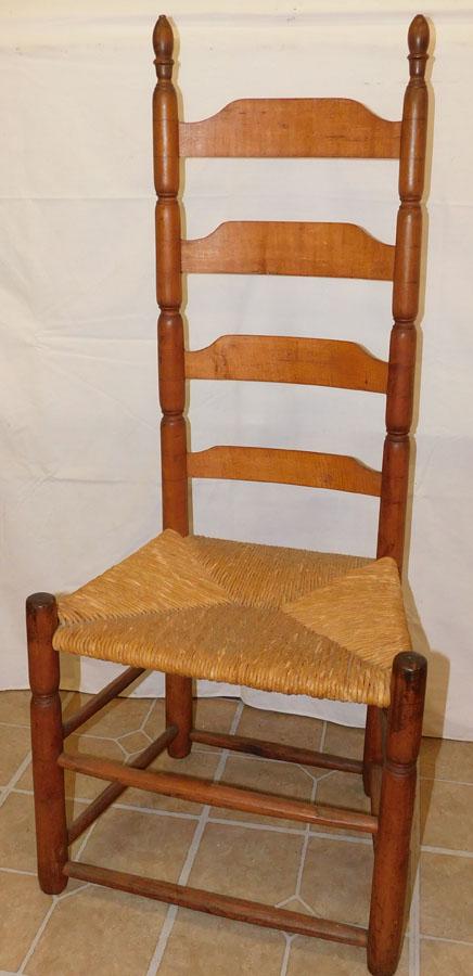 Antique Cherry Ladderback Rush Bottom Chair: Antique Cherry Ladderback Rush Bottom Chair. 42 1/4" H