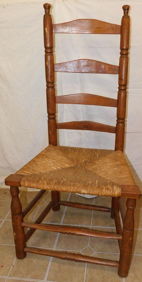 Antique Ladderback Rush Bottom Chair: Antique Ladderback Rush Bottom Chair . 40 1/2" H