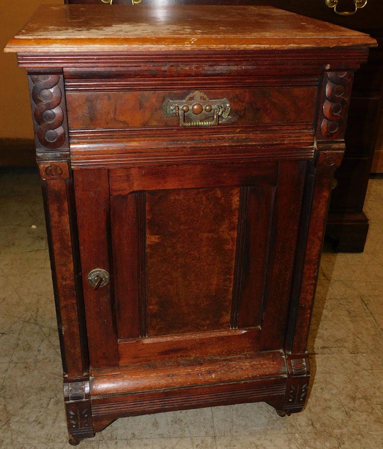 Victorian Walnut Commode: Victorian Walnut Commode. 20 1/4" W 18 1/2" D 30 1/4" H