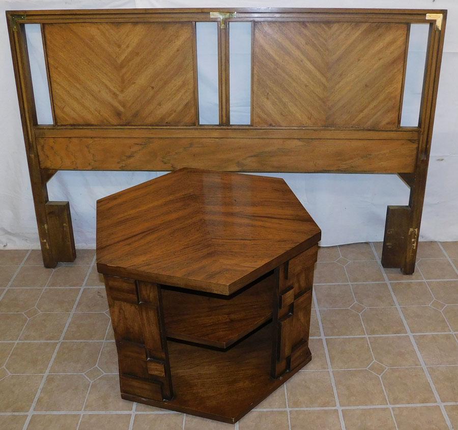Mid-Century Modern Walnut Headboard & Lane Night Stand: Mid-Century Modern Walnut Headboard & Lane Walnut Night Stand. 60 1/2" X 40 1/2" (Headboard)