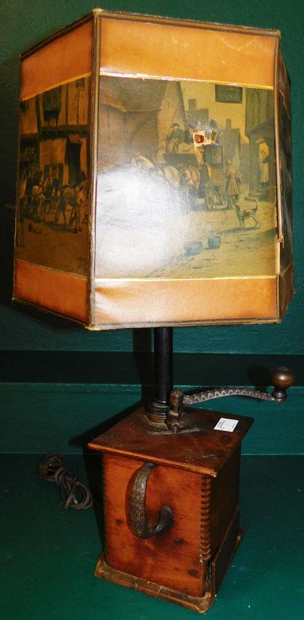 Coffee Grinder Made Into Lamp: Coffee Grinder Made Into Lamp. 26 1/4" H