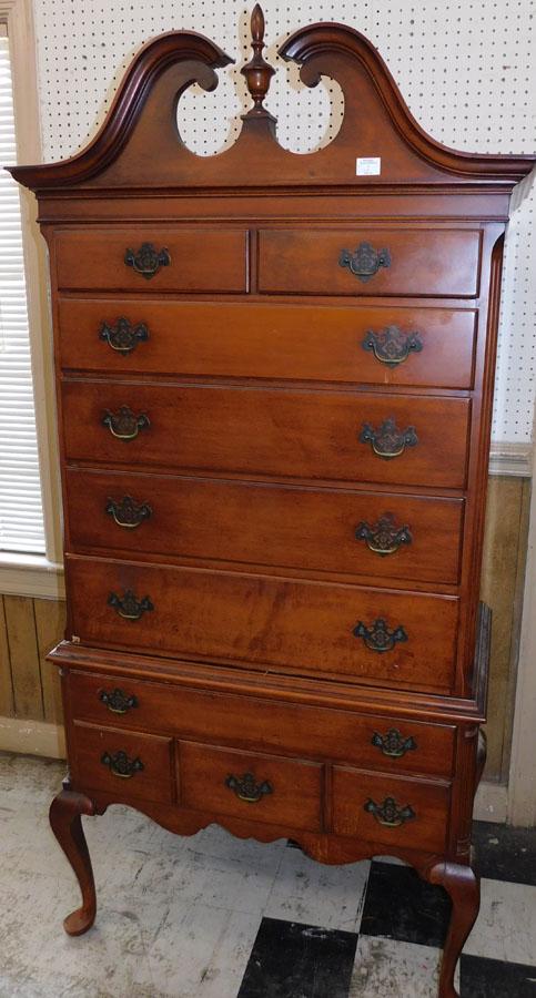 Maple Highboy W/ Desk Drawer: Maple Highboy W/ Desk Drawer. 36" W 20" D 75" H