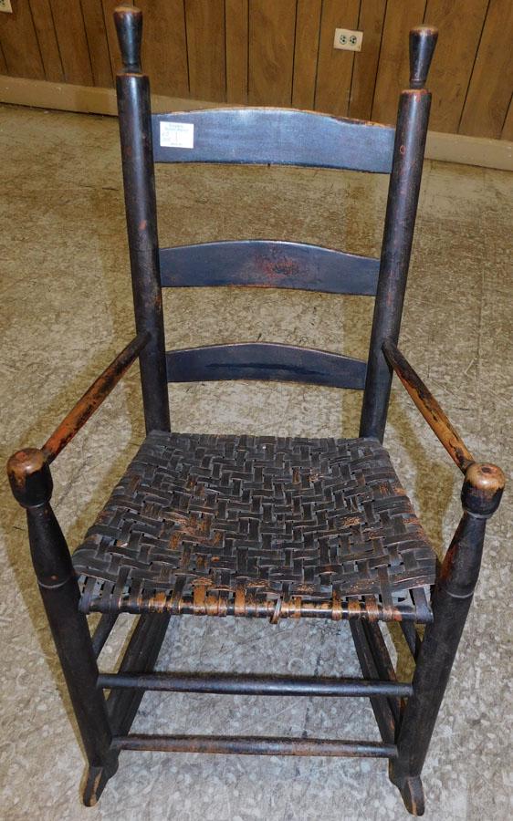 Antique Ladder Back Rocker: Antique Ladder Back Rocker. 34 3/4" H