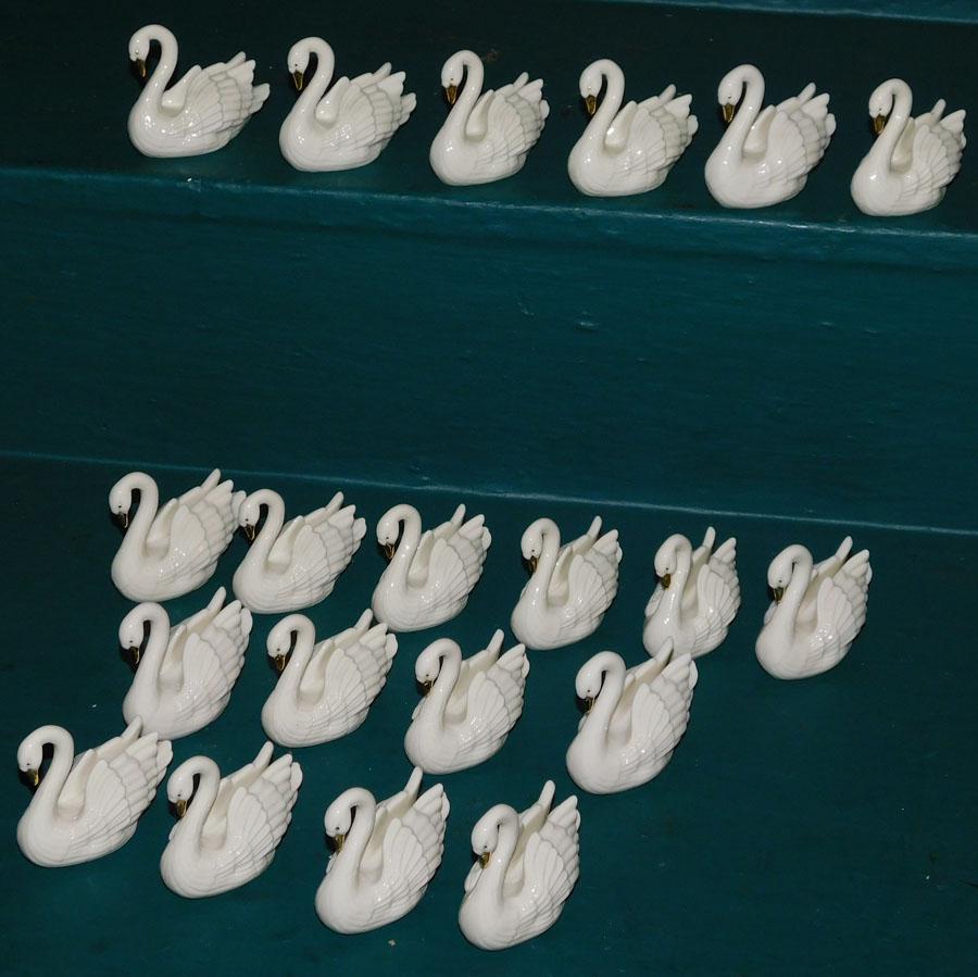 Lot of Porcelain Swan Card Holders by Lenox (20 total): Lot of Porcelain Swan Card Holders by Lenox (20 total).