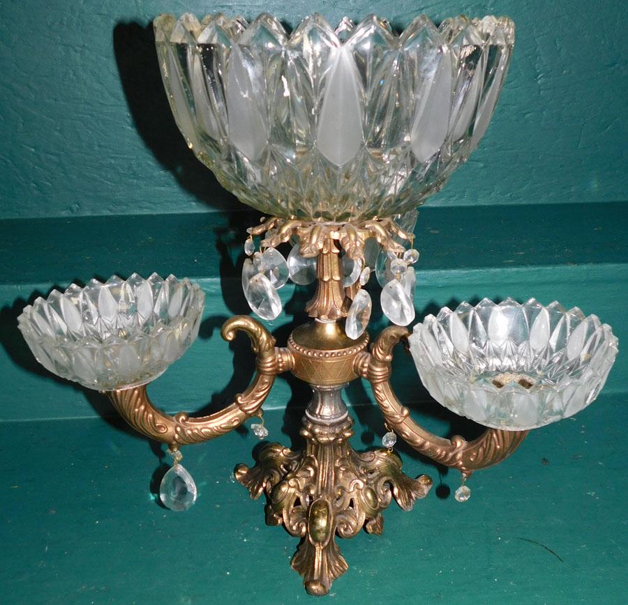 Gilt Metal & Glass Epergne: Gilt Metal & Glass Epergne . 16 1/4" H 16" DIA.