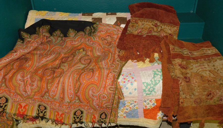Lot of Antique Quilts & Coverlets: Lot of Antique Quilts & Coverlets. Largest: 84" x 85"