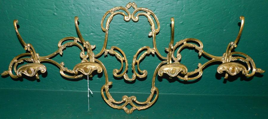 Cast Brass Wall Hat/Coat Rack: Cast Brass Wall Hat/Coat Rack. 30 1/2" L