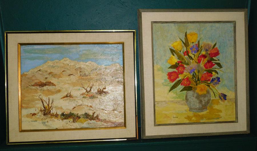 2 Framed Collage by Marion Hall: 2 Framed Collage by Marion Hall. Largest: 27" W 31" H