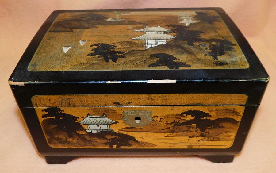 Oriental Musical Jewelry Box: Oriental Musical Jewelry Box . 8 1/4" W 6" D 4 3/4" H